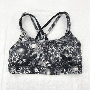 Lululemon Athletica Energy Sports Bra 6 Flowabunga Black Angel Wing Black Floral
